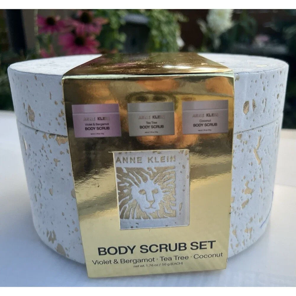 Luxury Anne Klein Body Scrub Gift Set 3 Pc Unused Reusable Keepsake Storage Box